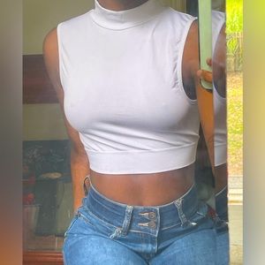 plain white crop top